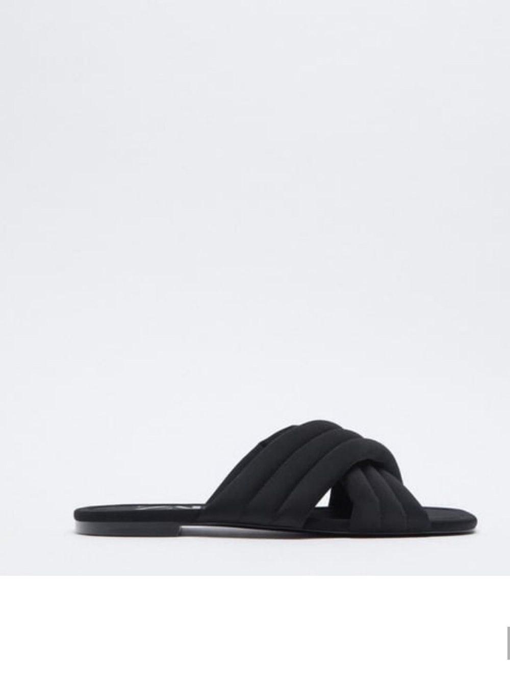 Zara Black Quilted Cross-Strap Slide Sandals